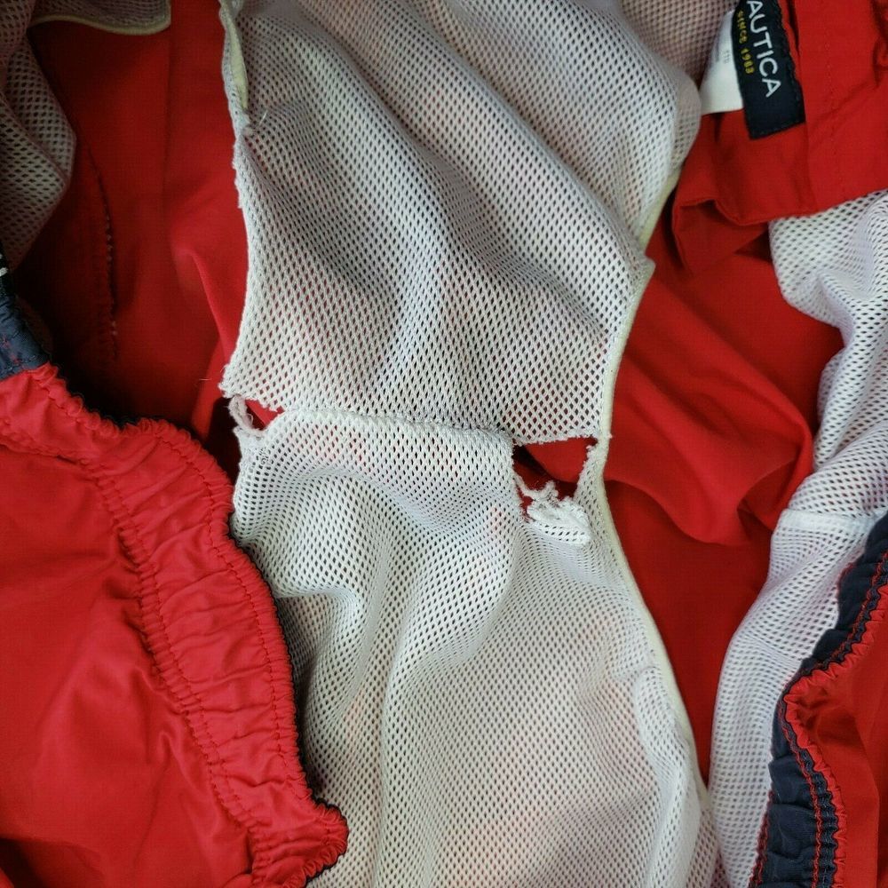 VTG NAUTICA Swim Trunks Shorts Red White Blue XXL - Picture 8 of 8